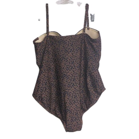 Kona Sol Swimsuit X-Large One-piece Leopard Animal Print Built In Bra XL Brown - Picture 2 of 9